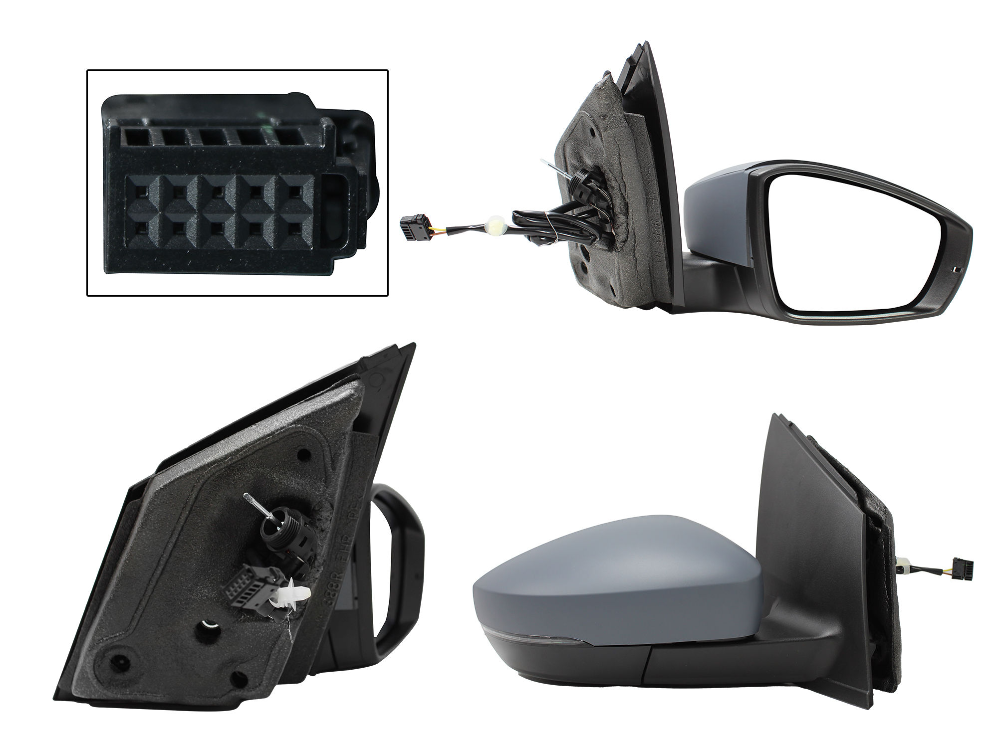 Espejo Derecho Volkswagen Crossfox 2011-2017 5 Pines Con Luz Direccional Eléctrico Para Pintar