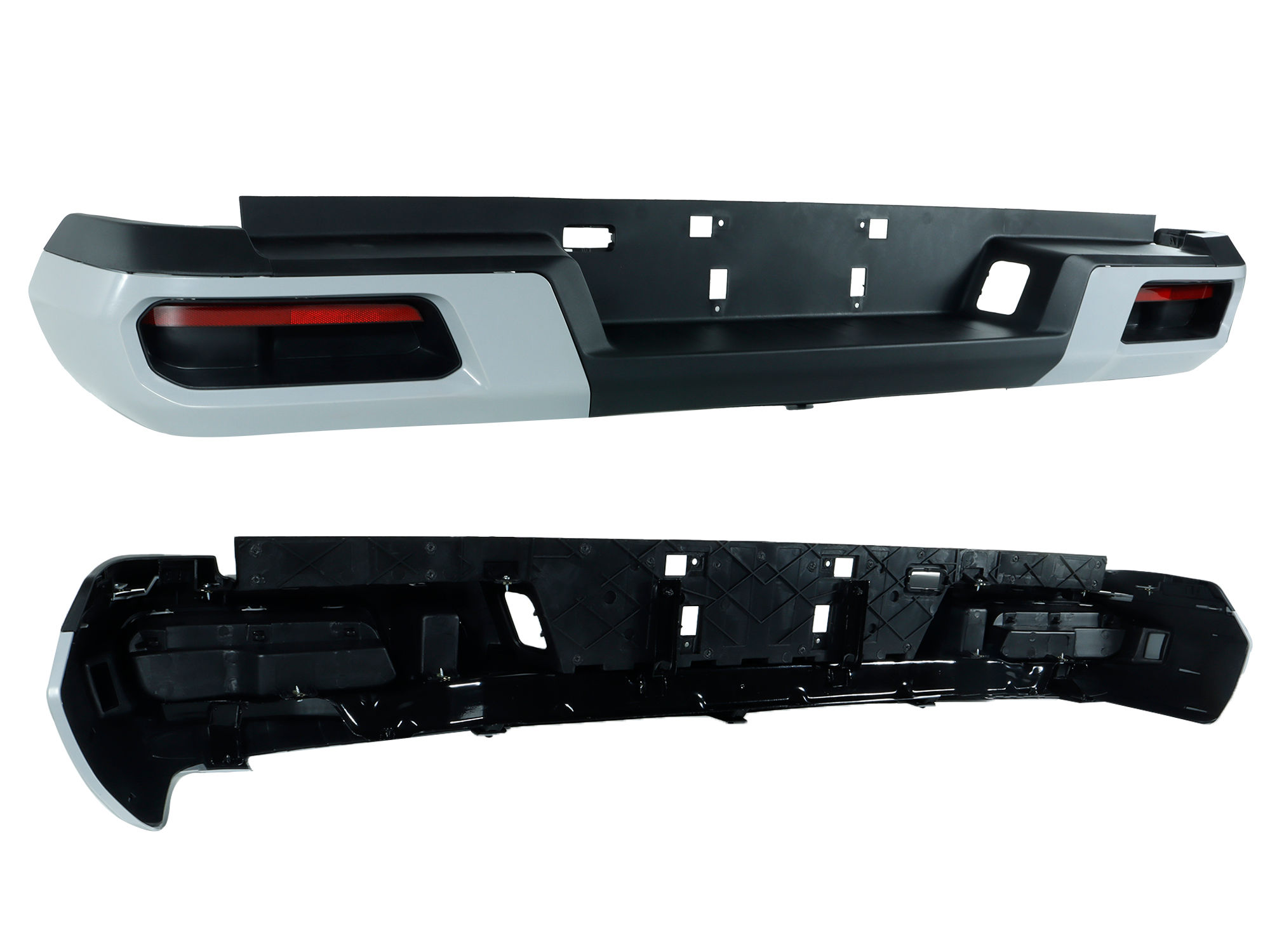 Defensa Trasera Chevrolet S-10 MAX 2022-2025 Gris Para Pintar Sin Hoyo Para Sensor Sin Brackets