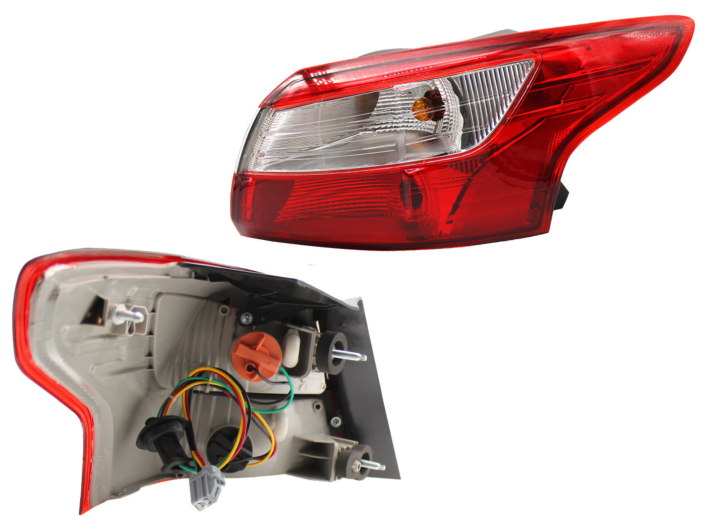 Calavera Derecha Exterior FORD Focus 4 Puertas 2012-2014 Con Arnés Rojo Blanco