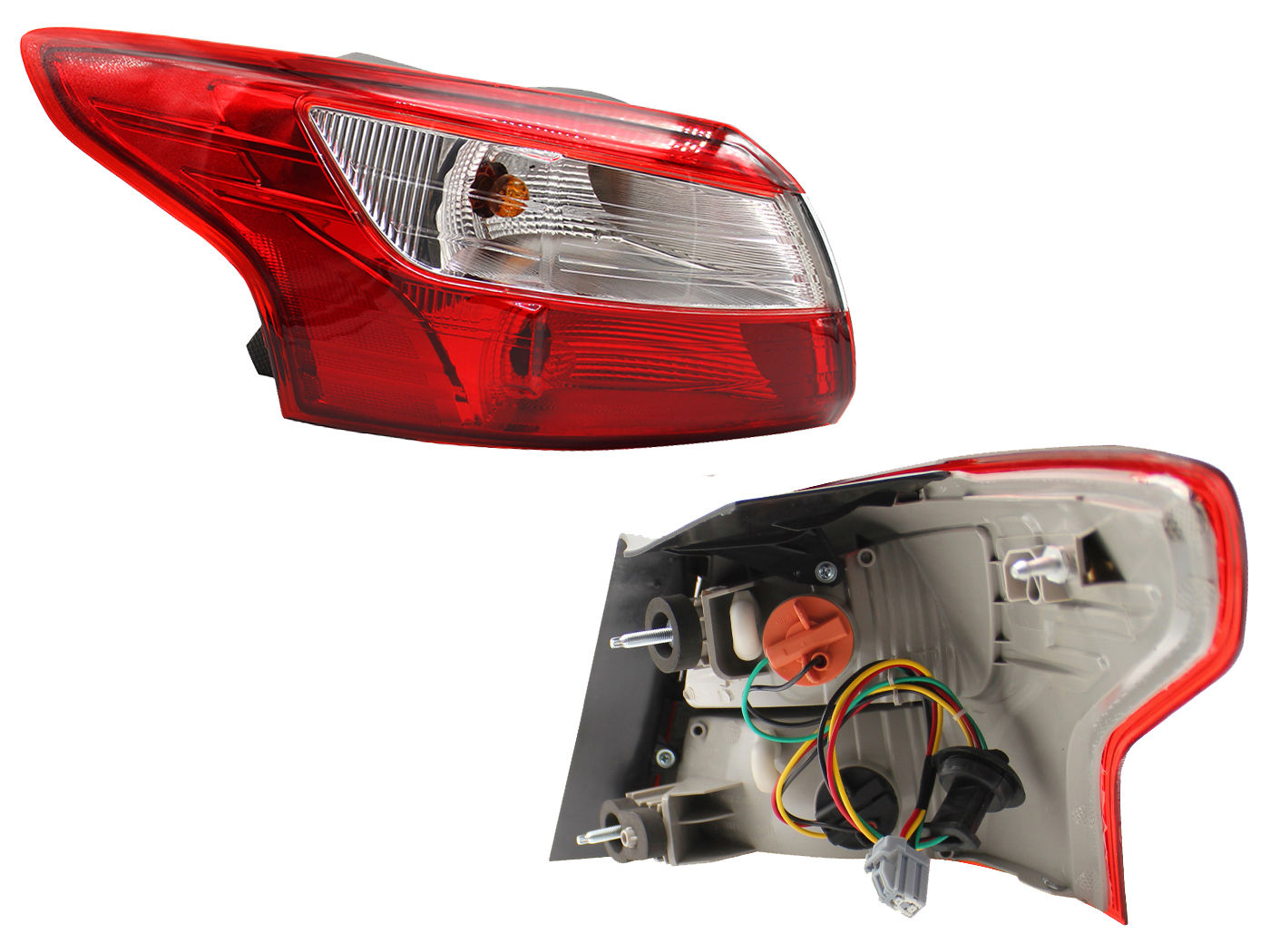 Calavera Izquierda Exterior FORD Focus 4 Puertas 2012-2014 Con Arnés Rojo Blanco