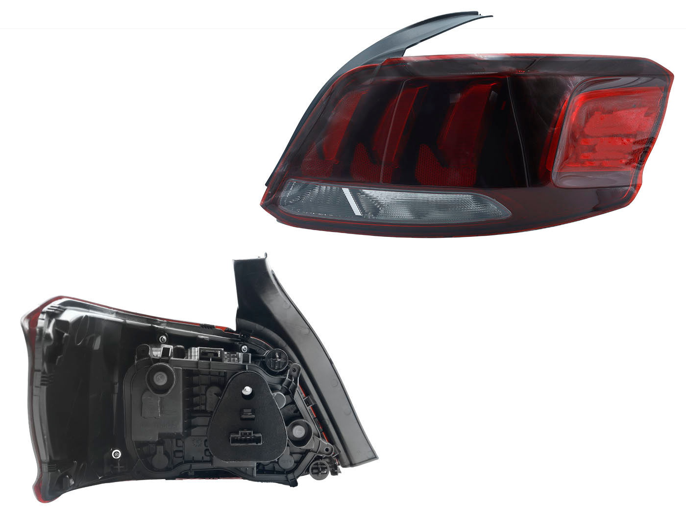 Calavera Derecha Peugeot Pg-301 2018-2022 Con Arnés Oscura Rojo Blanco