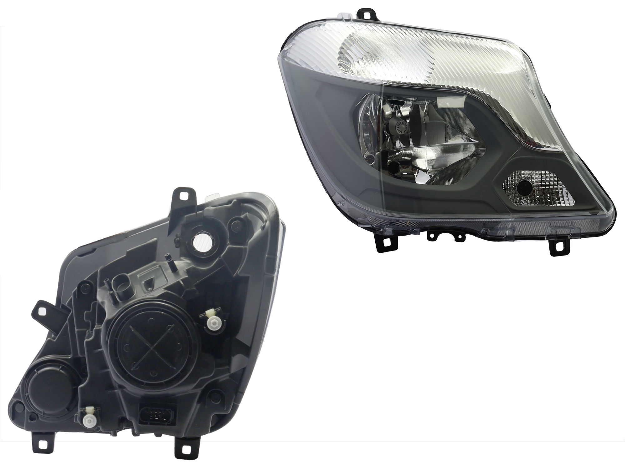 Faro Derecho Mercedes Benz SPRINTER 2014-2019 Con Motor Fondo Cromado