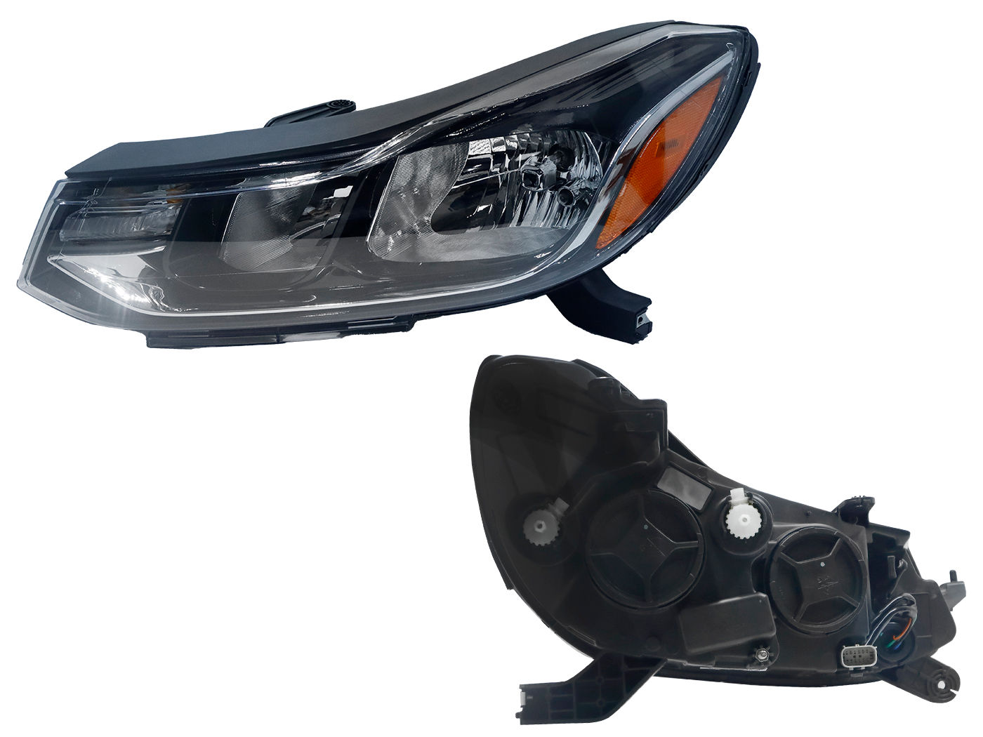 Faro Izquierdo Chevrolet TRAX LS/LT 2017-2020 Con Mica Ámbar Fondo Cromado