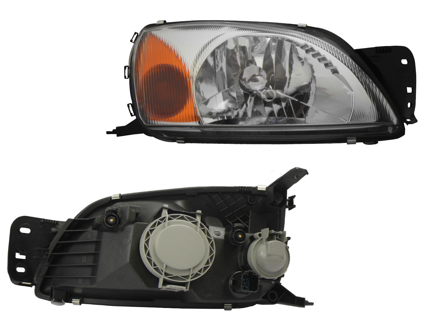 Faro Derecho Ford FIESTA IKON 2001-2007 Con Base Cuarto Ámbar Fondo Cromado