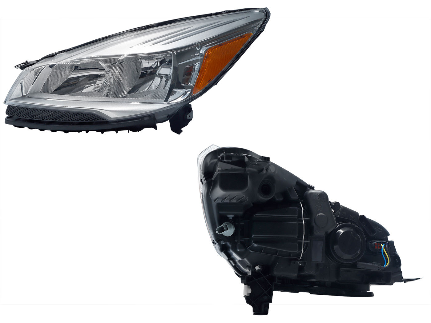 Faro Izquierdo Ford ESCAPE 2013-2014 Con Mica Ámbar Fondo Cromado