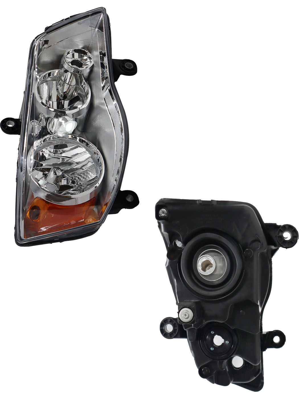 Faro Derecho Chrysler / Dodge GRAND CARAVAN 2011-2019 Con Mica Ámbar Fondo Cromado