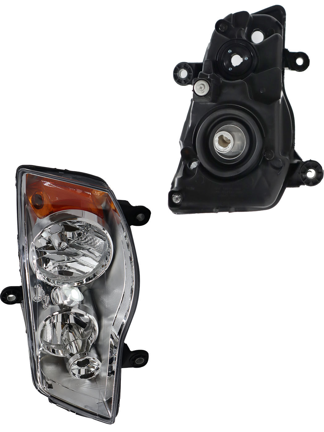 Faro Izquierdo Chrysler / Dodge GRAND CARAVAN 2011-2019 Con Mica Ámbar Fondo Cromado