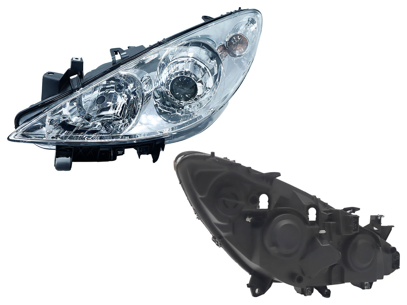 Faro Izquierdo Peugeot PG-307 4 Puertas 2006-2009 Fondo Cromado