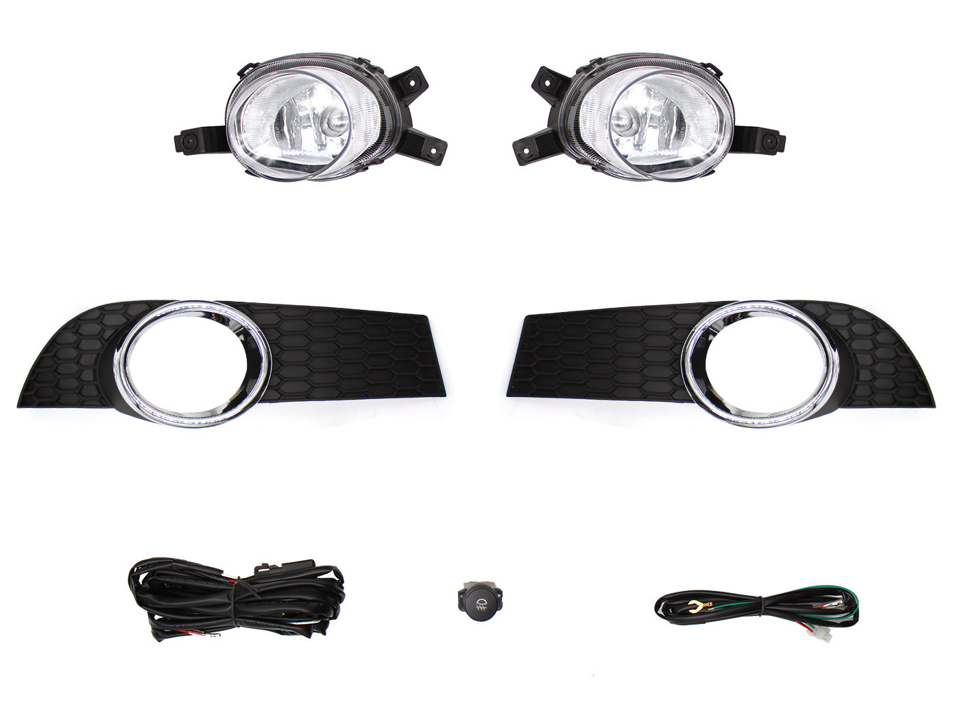 Kit Faro Aux C/Cables C/Rejillas Arillo Cromo C/Focos Chevrolet Aveo 2012 2016