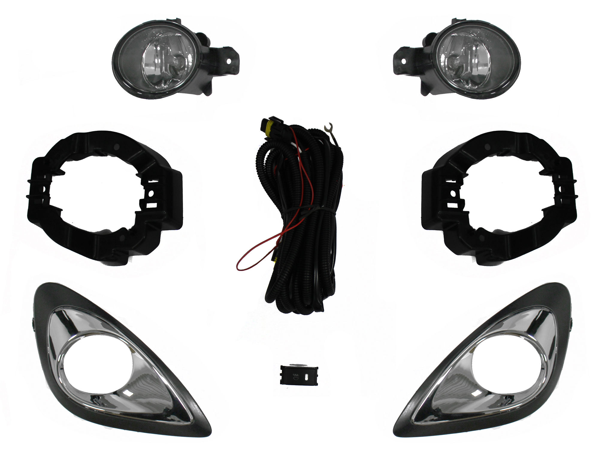 Kit Faro Aux C/Cables C/Bases C/Rejillas Negras Filo Cromo C/Focos Nissan March 2014 2020