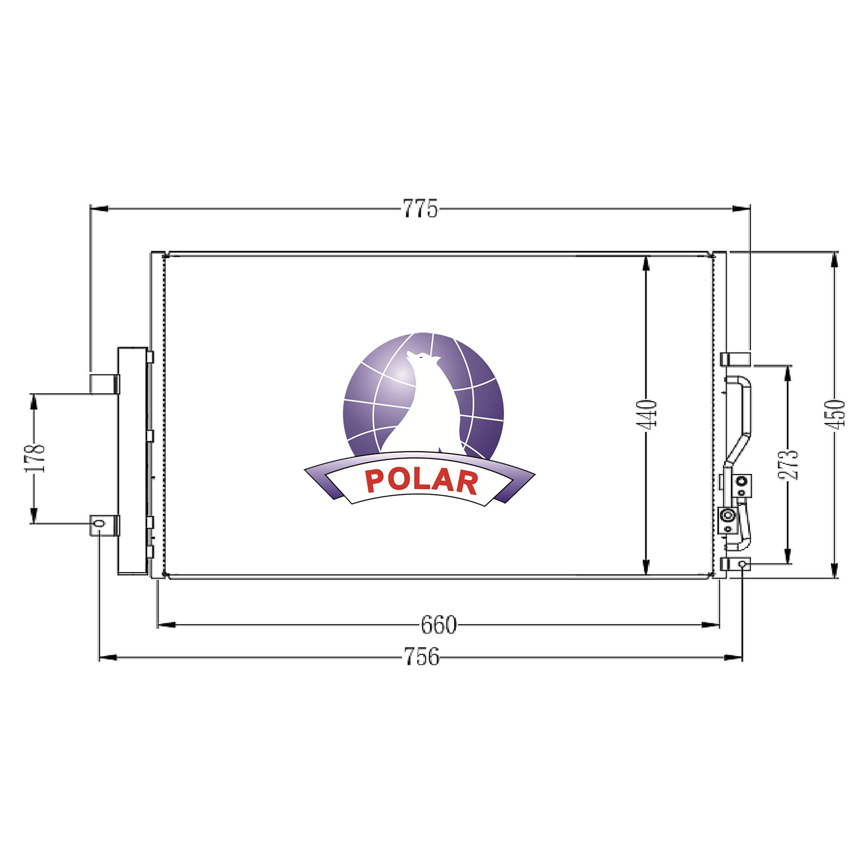 Condensador Chirey Tiggo 7 Pro 2024-2025 L4 1.6 Lts 26X17 1/3X12Mm Alum Sold Polar - imagen 2
