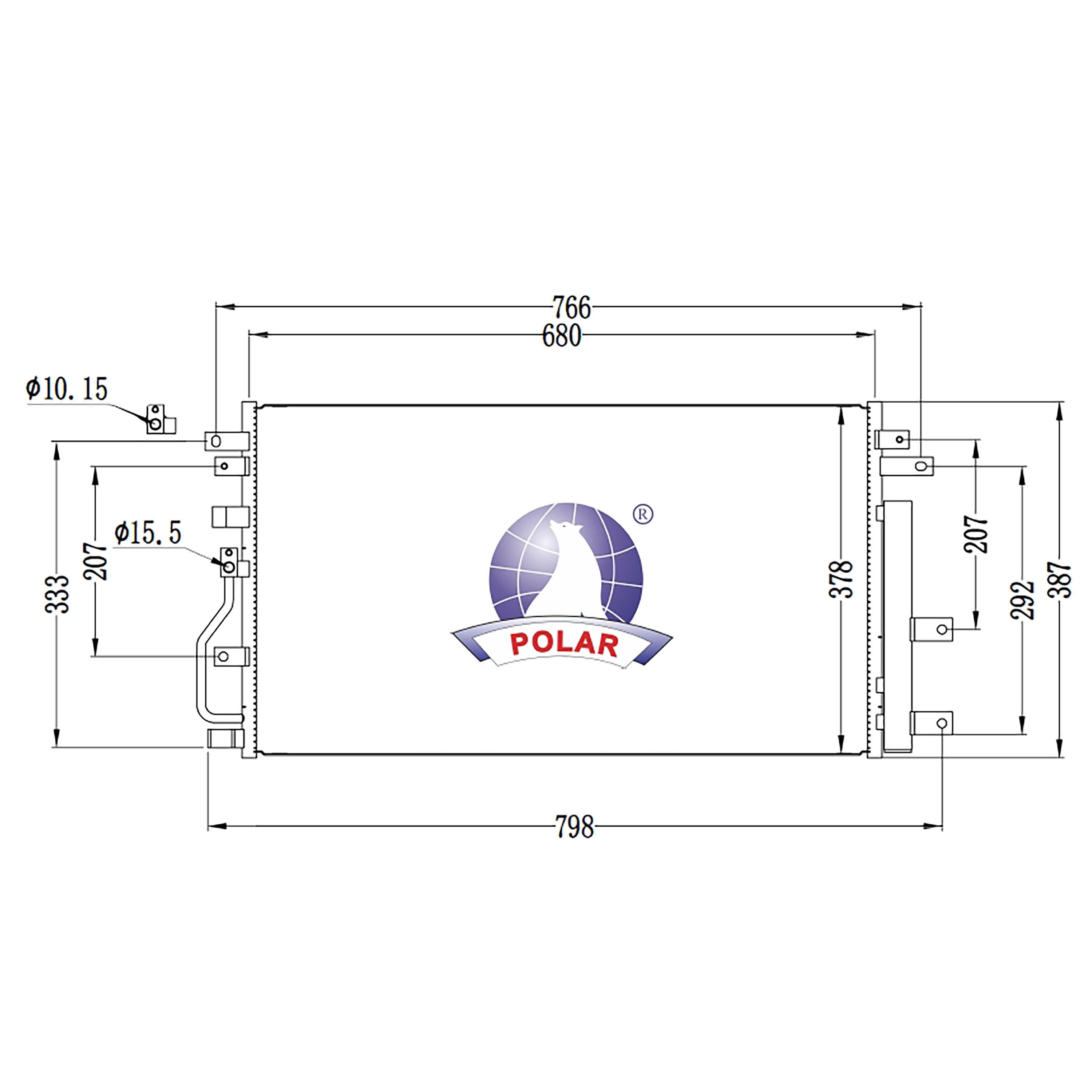 Condensador Cadillac Cs75 Plus 2022-2026 L4 1.5 Lts 2026 7/9X14 3/4X12Mm Alum Sold Polar - imagen 2