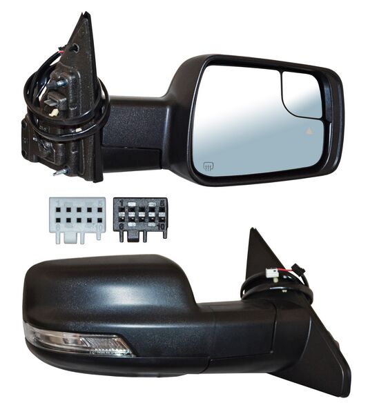 Espejo Dodge Pu 2019-2025 RAM Elect Poroso Con Desempañante Con Sensor Y Punto Ciego Con Direccional Con Luz Inferior 2011 Pines Derecho