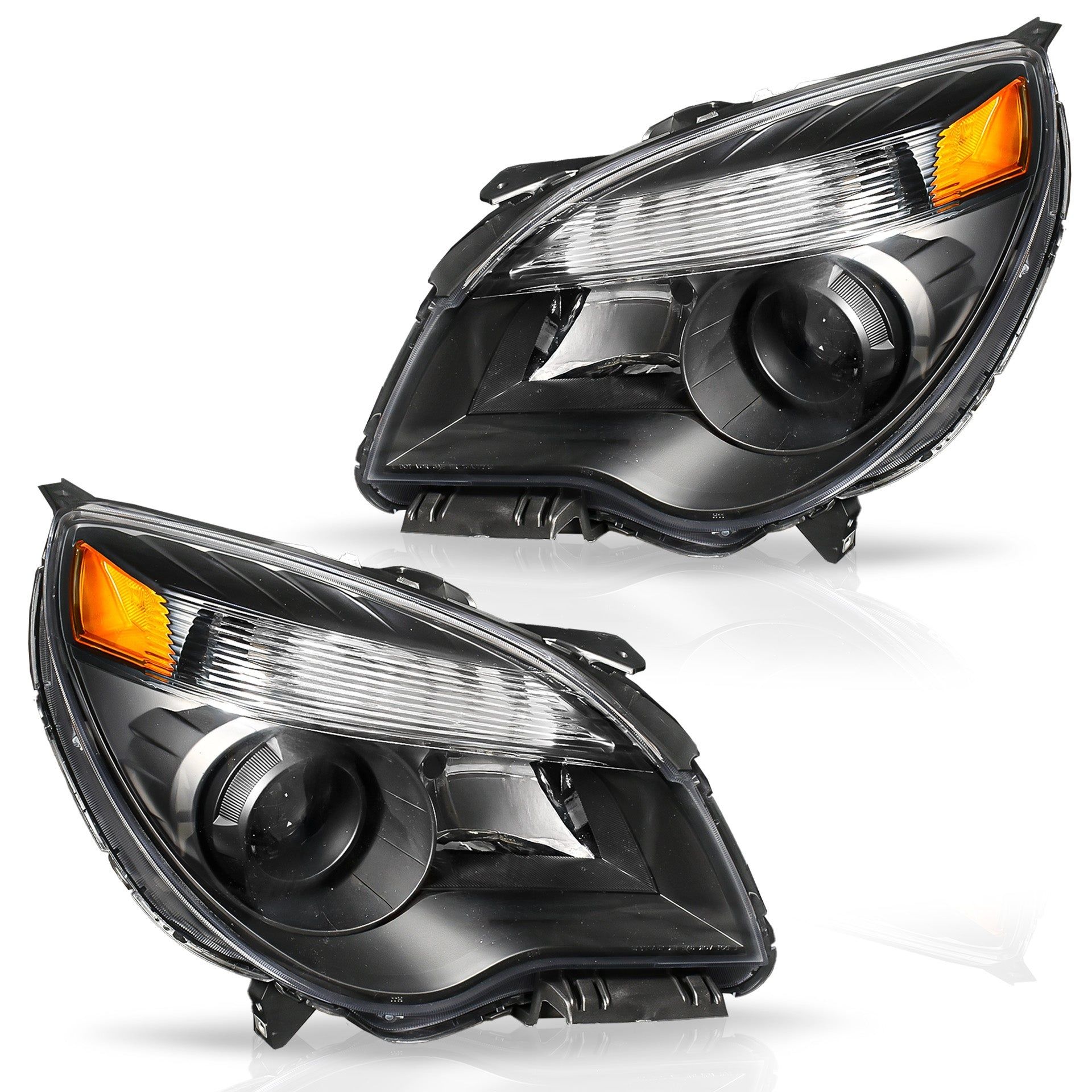 Par faros Chevrolet Equinox Ltz 2010–2015 Con Lupa Fondo Negros