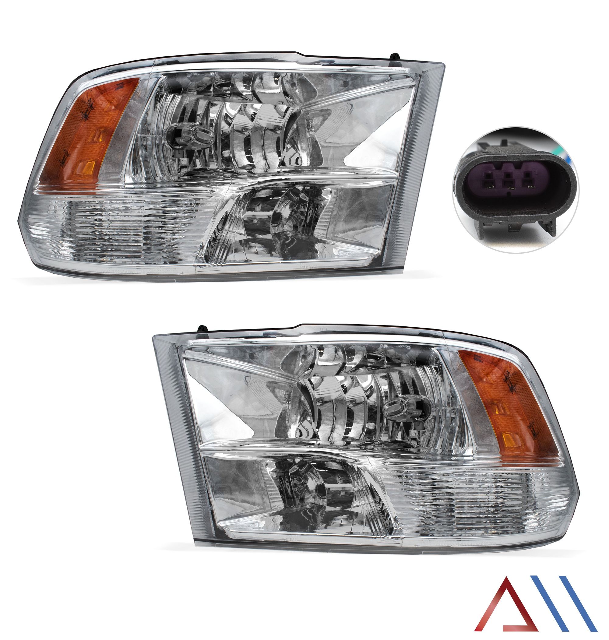 Par faros Dodge Ram 2009–2023 Para 2 Focos Cromo