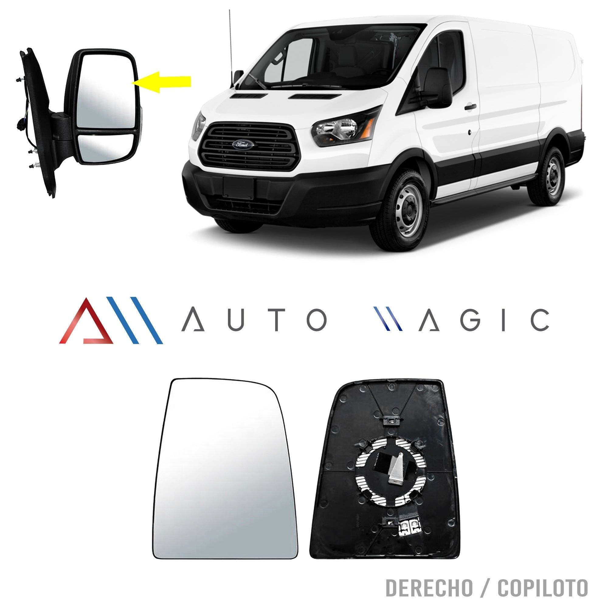 Luna de Espejo Ford Transit 2014-2017 Grande Derecho