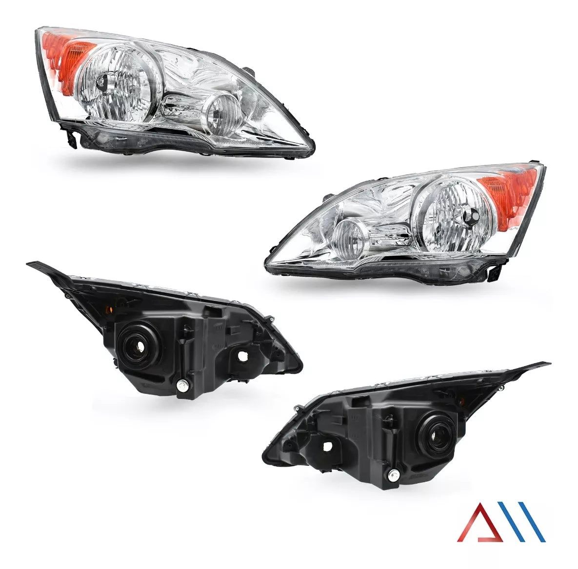 Par faros Honda CRV 2007–2011 Fondo Cromado