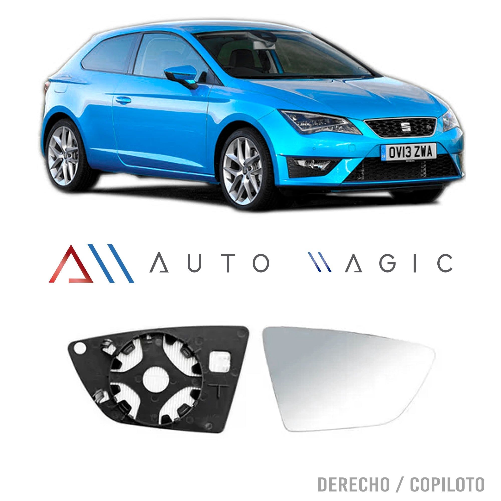 Luna de Espejo Seat Leon 2014-2016 Con Desempañante Derecho