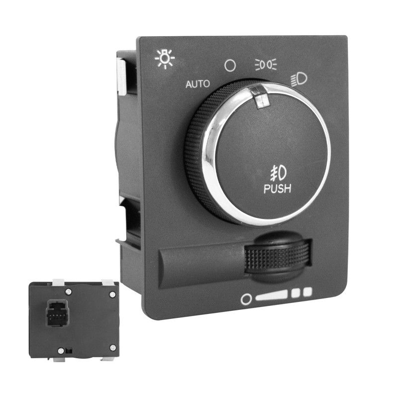 Control Electrico De Luces Dodge Ram 2013-2019 6 Pines Negro Filo Cromado Para Faro Niebla 12V Manijauto