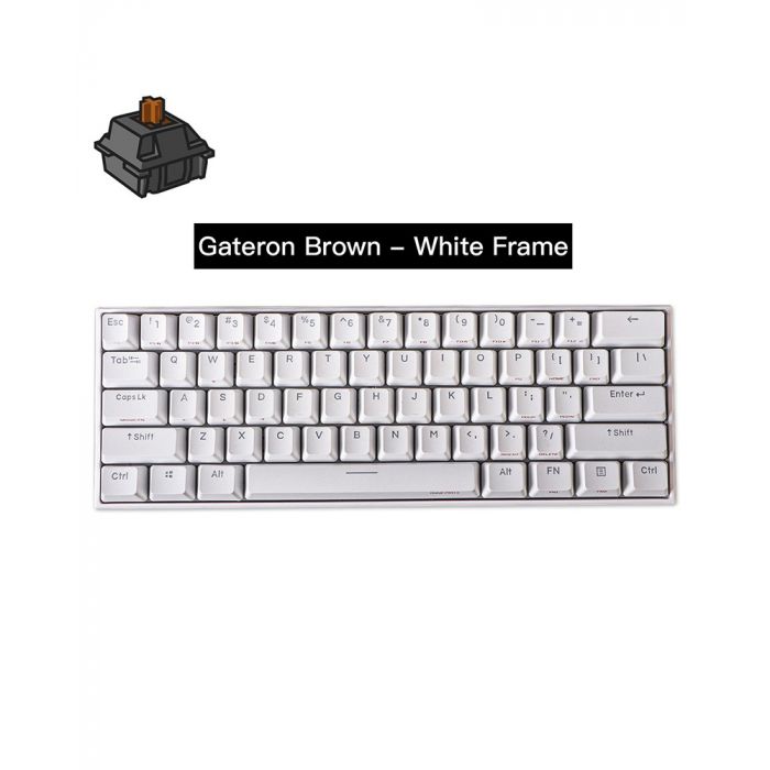 Anne Pro 2 White Gateron Brown Switch Gaming Keyboard