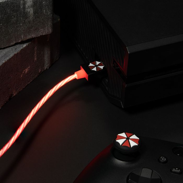 Official Resident Evil USB C LED Charge Cable & Thumb Grips (Xbox Series X & Series S, PS5 and Nintendo Switch)