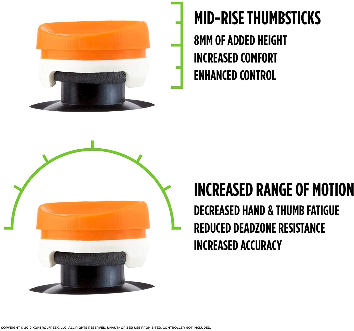 KontrolFreek Rush Performance Thumbsticks for PS4 and PS5 | Orange/White