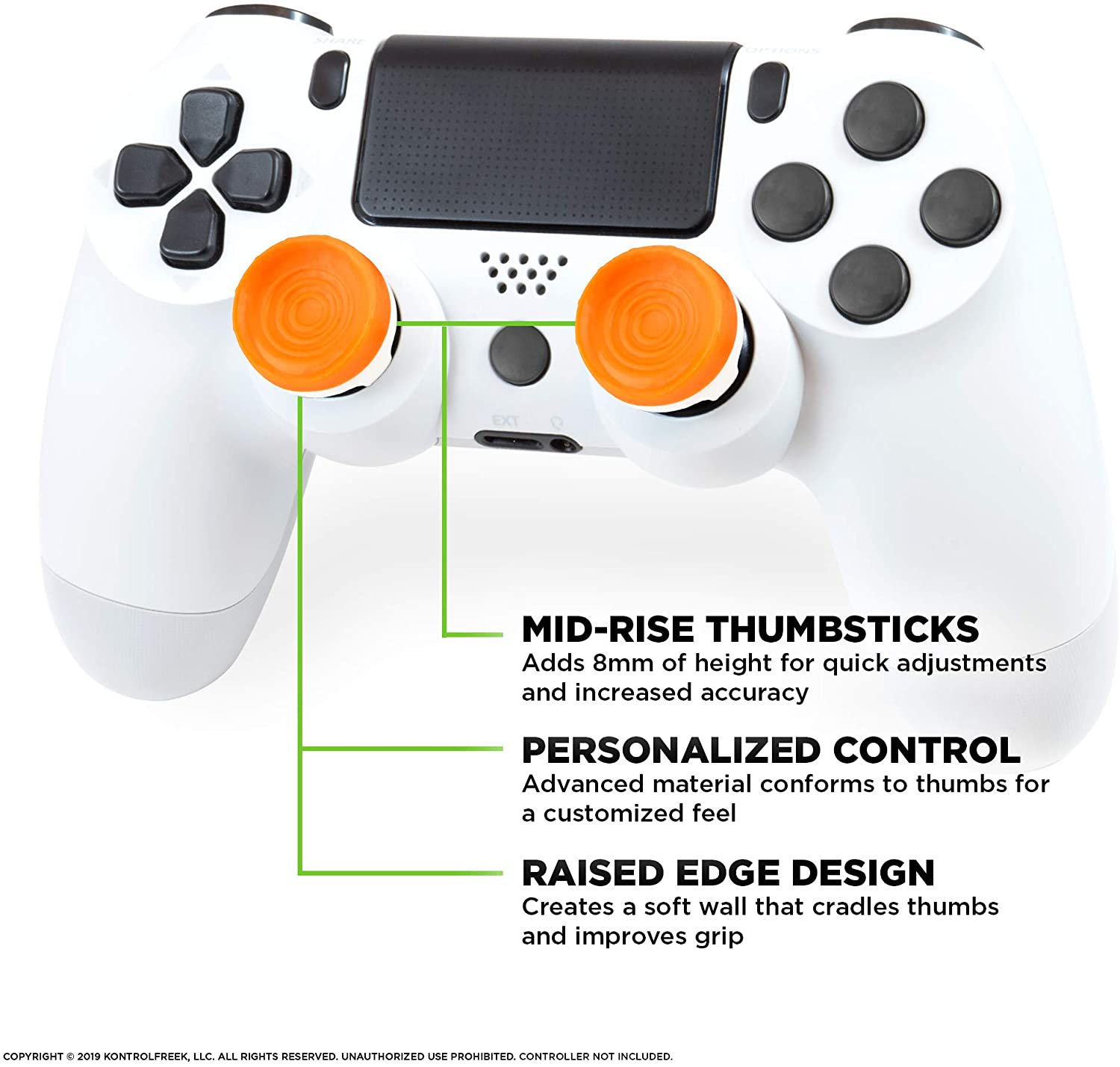 KontrolFreek Rush Performance Thumbsticks for PS4 and PS5 | Orange/White