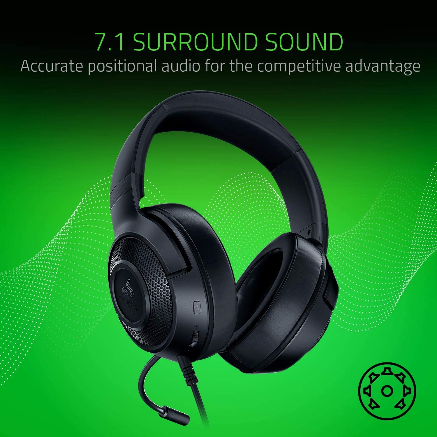 Razer Kraken X: 7.1 Surround Sound Gaming Headset - Classic Black
