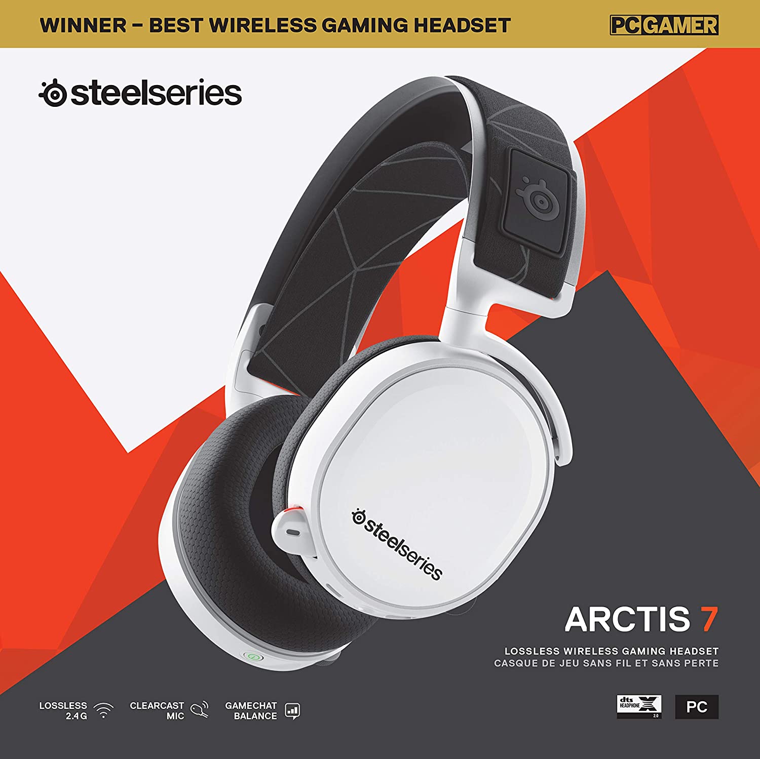 SteelSeries Arctis 7 (2019 Edition) Lossless Wireless Gaming Headset - White