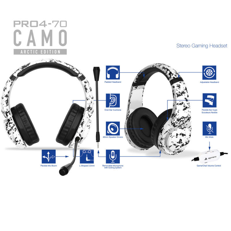 4GAMERS PRO4-70 Camo Stereo Gaming Headset, Arctic (PS4)