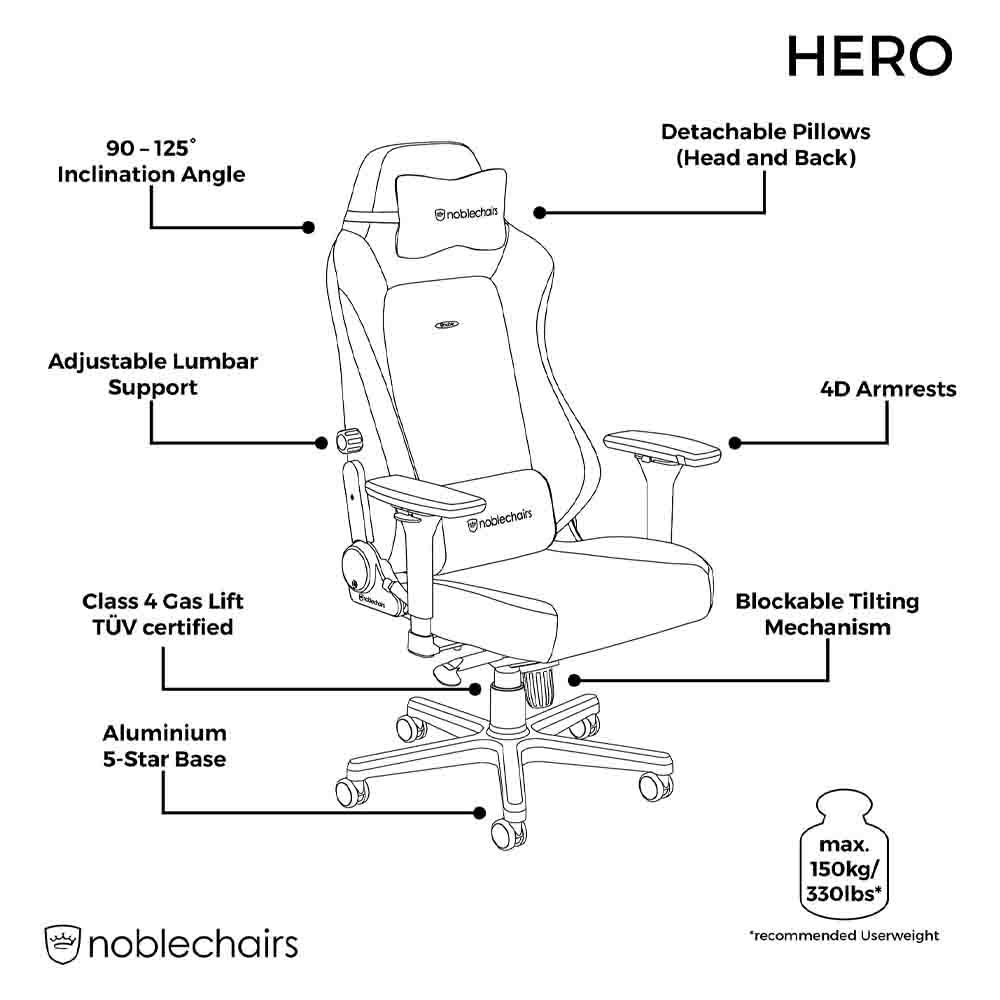 Noblechairs HERO Gaming Chair - Black/Blue