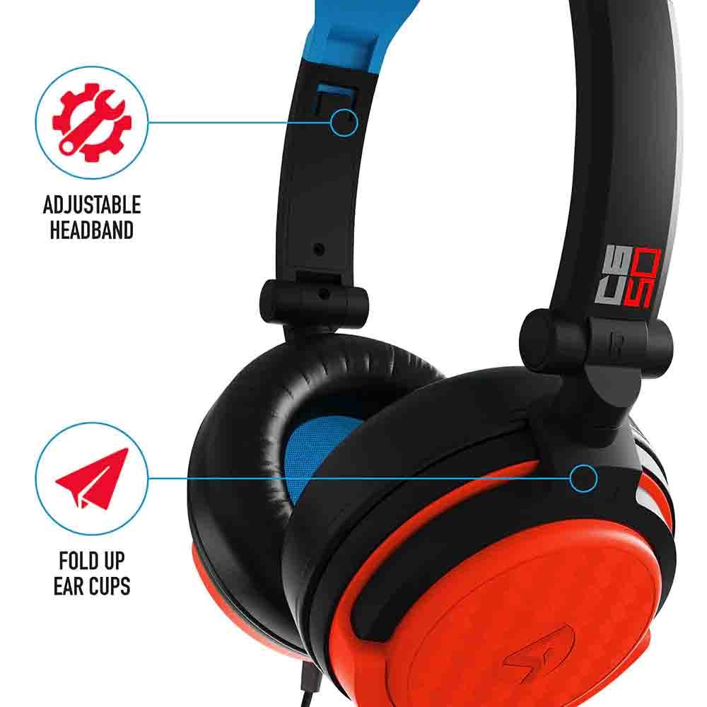 4Gamers C6-50 Wired Gaming Headset (Neon Blue & Red)