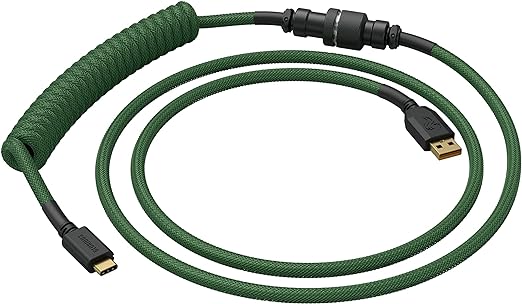 Glorious PC Gaming Race Coiled Cable Forest Green, USB-C auf USB-A Spiral cable - 1,37m, grün