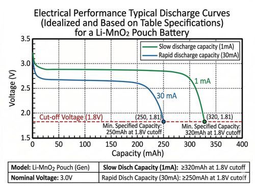 CP702016 Battery Electrical performance typical value