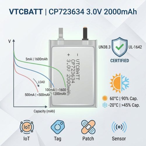 CP723634 Li-MnO2 Pouch Battery Safety & Temperature Test