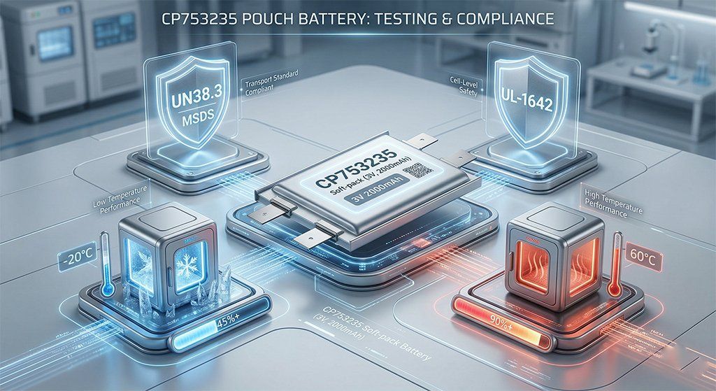 CP753235 Li-MnO2 Pouch Battery Safety & Temperature Test