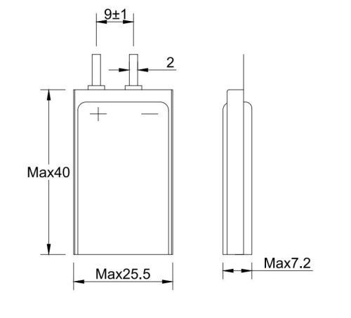 Key feature for CP702537 Li-MnO2 Pouch Battery