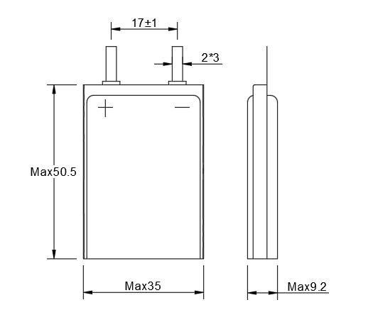 Key feature for CP903450 Li-MnO2 Pouch Battery