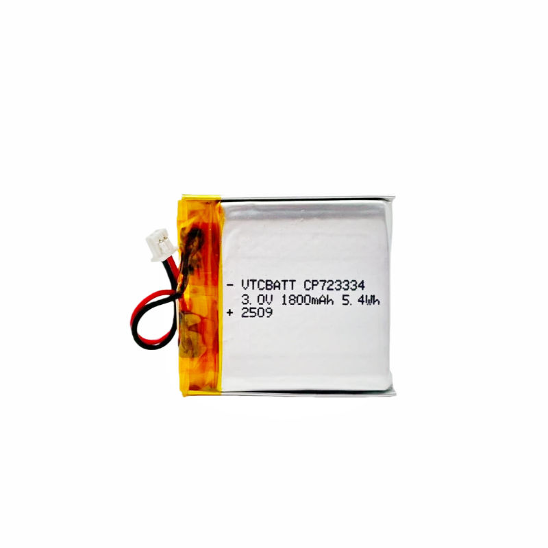CP723334 1800mAh 3.0V Li-MnO2 pouch battery for emergency locator, security equipment, industrial monitoring device