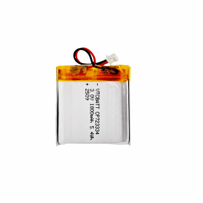 CP723334 1800mAh 3.0V Li-MnO2 pouch battery for emergency locator, security equipment, industrial monitoring device product view