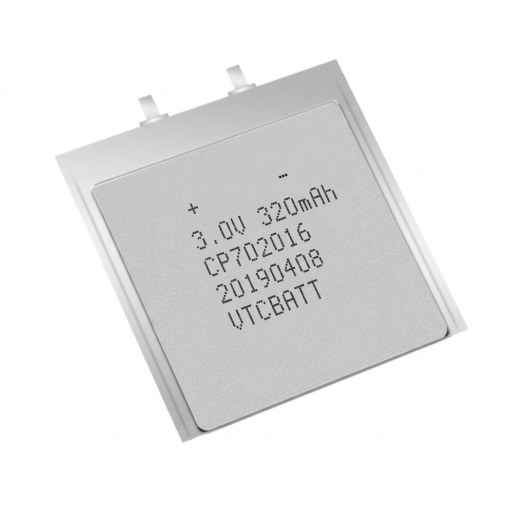 CP702016 3.0V 320mAh Li-MnO2 pouch battery for utility meter, security detector, memory backup, medical patch, compact IoT device