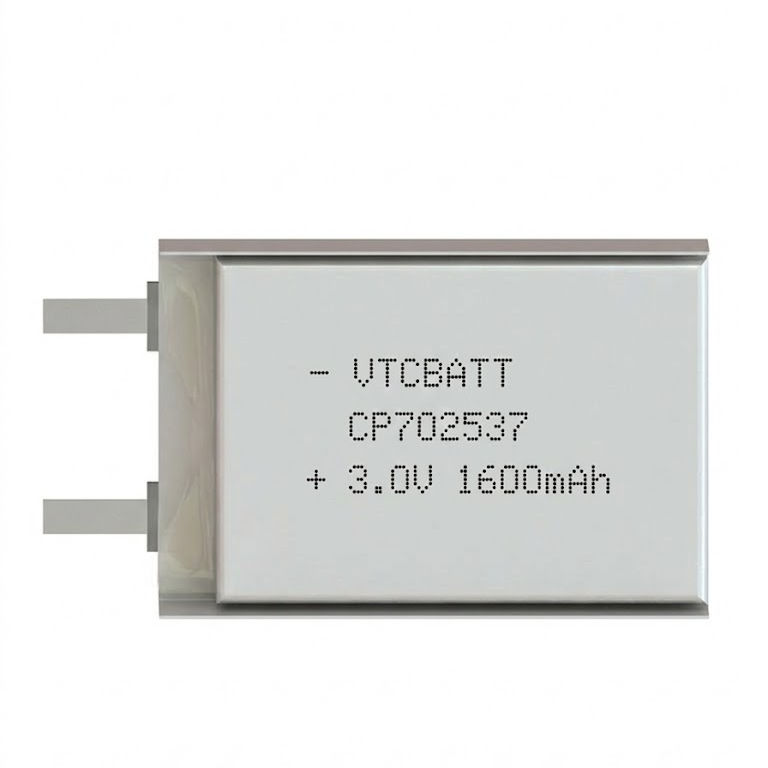 CP702537 1600mAh 3.0V Li-MnO2 pouch battery for alarm system, medical device backup, IoT sensor