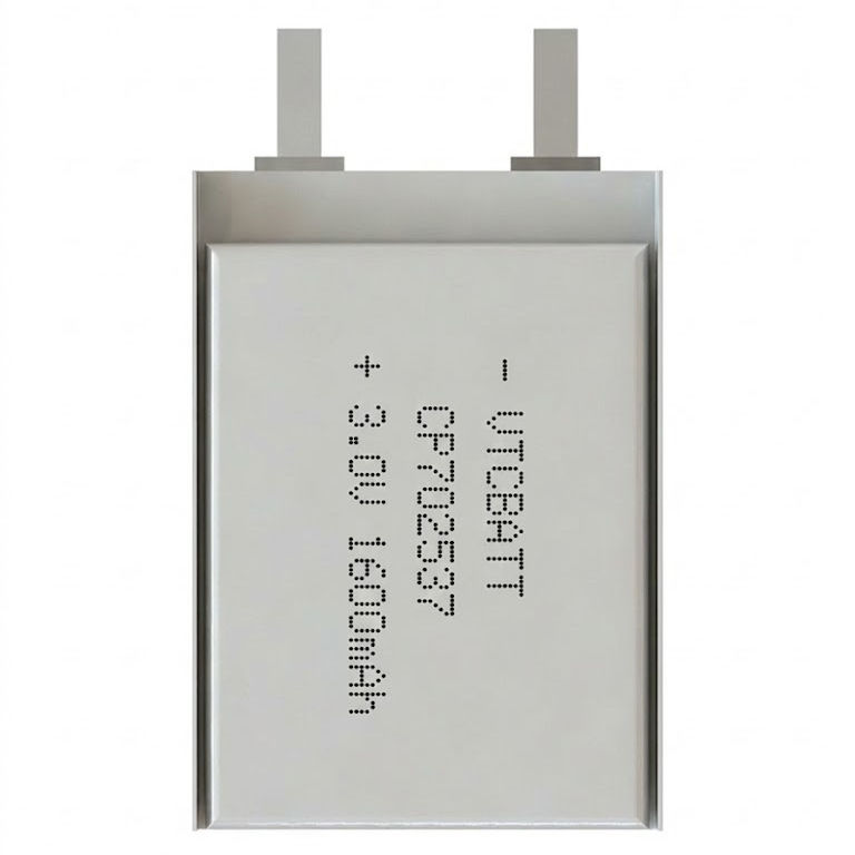CP702537 1600mAh 3.0V Li-MnO2 pouch battery for alarm system, medical device backup, IoT sensor product view