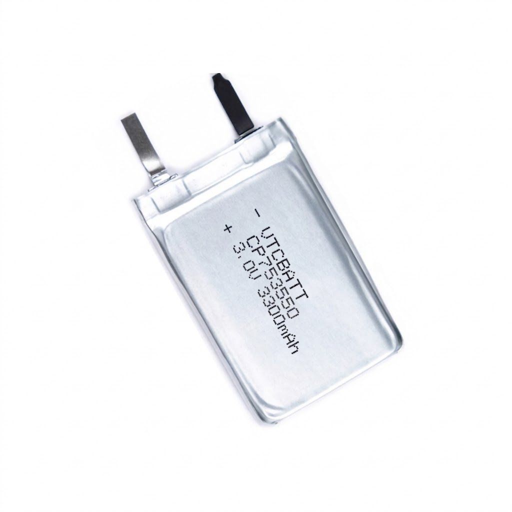 CP753550 3300mAh 3.0V Li-MnO2 Pouch Battery for glass break detector, cold chain data logger, industrial PLC memory module product view