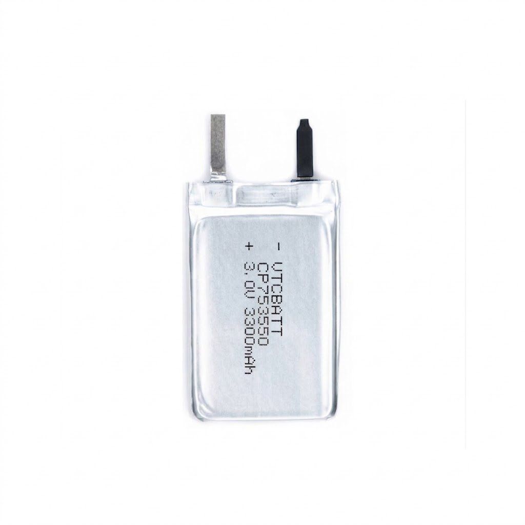 CP753550 3300mAh 3.0V Li-MnO2 Pouch Battery for glass break detector, cold chain data logger, industrial PLC memory module product view