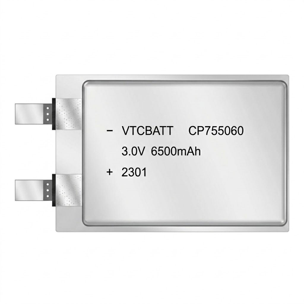 CP755060-6500mAh 3.0V Li-MnO2 Thin Cell Battery for portable medical defibrillators, AED backup power modules, medical monitoring devices