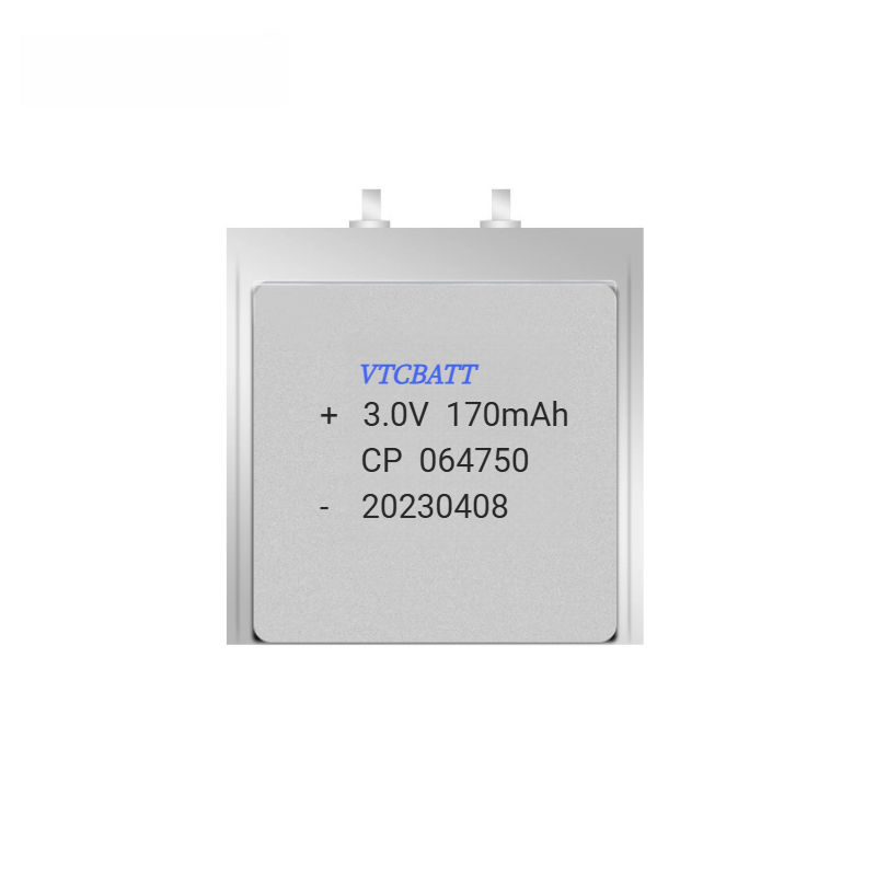 3.0V 170mAh CP064750 Lithium Manganese Dioxide Battery for Smart Cards, Active RFID Tags, ESL