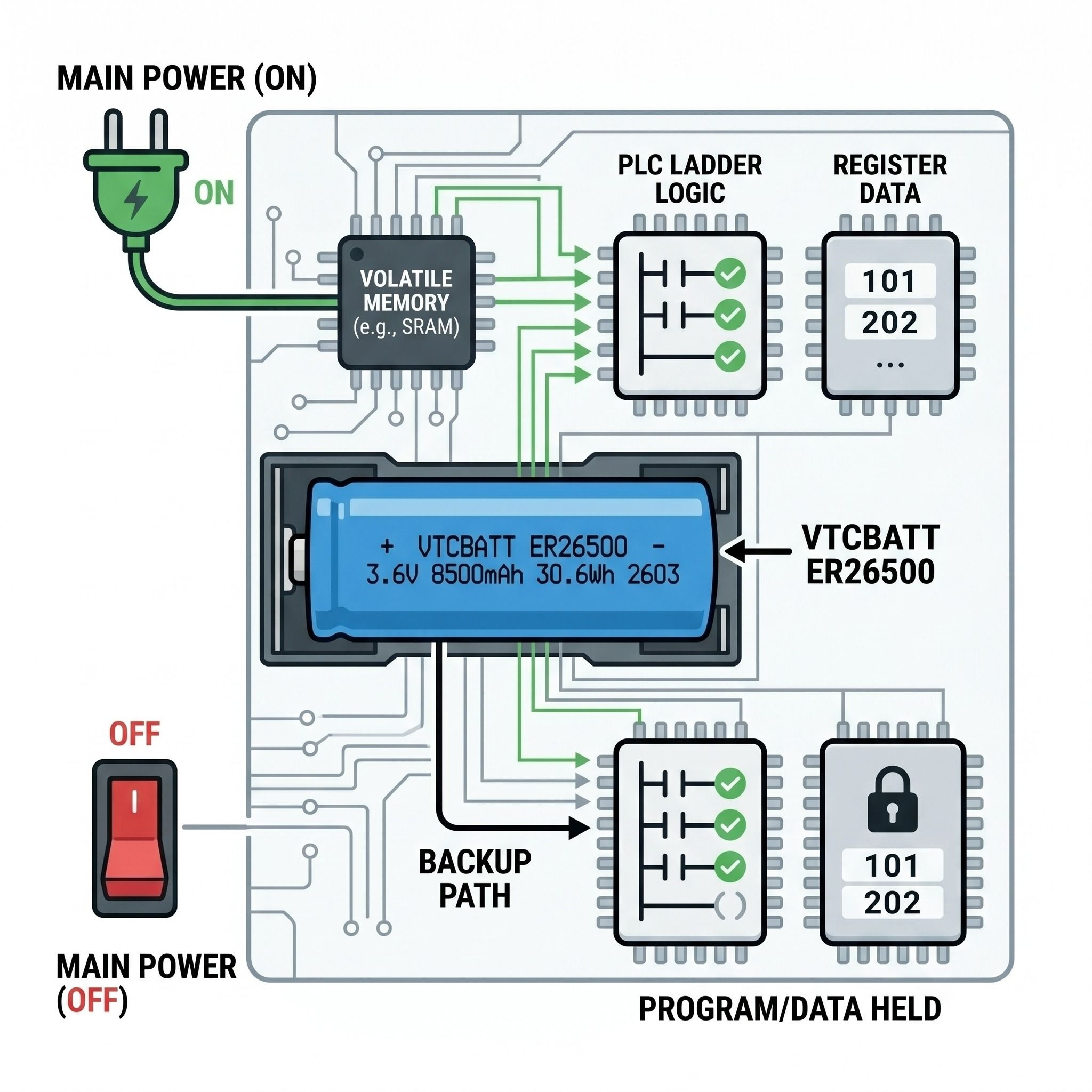 PLC memory backup