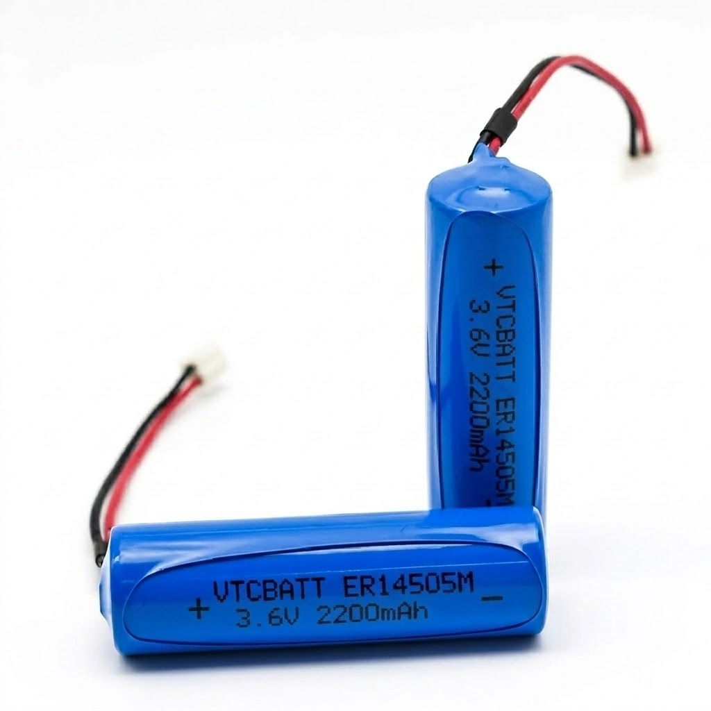 ER14505M 3.6V 2200mAh Li-SOCl2 Cylindrical Battery for Smart water meters, AMR/AMI utility metering modules, IoT environmental monitoring