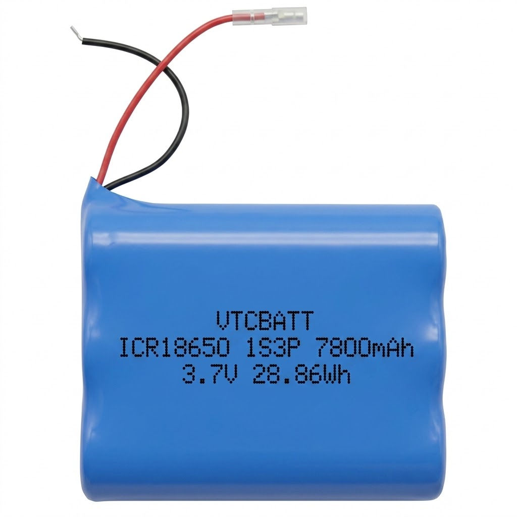 VTCBATT ICR18650-1S3P 3.7V 7800mAh Li-ion Battery Pack for IoT sensor modules, portable instruments, backup power systems